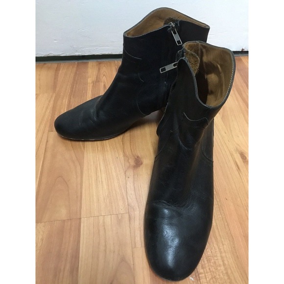 ISABEL MARANT ANKLE BOOTS Size EU 40 (9.5) WESTERN BOOOTS Black Leather - Picture 1 of 10